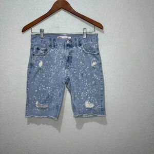 Levi's 511 Slim Shorts Bermuda,Girls,Jean Denim,Light Wash Paint Splatter, 14R!